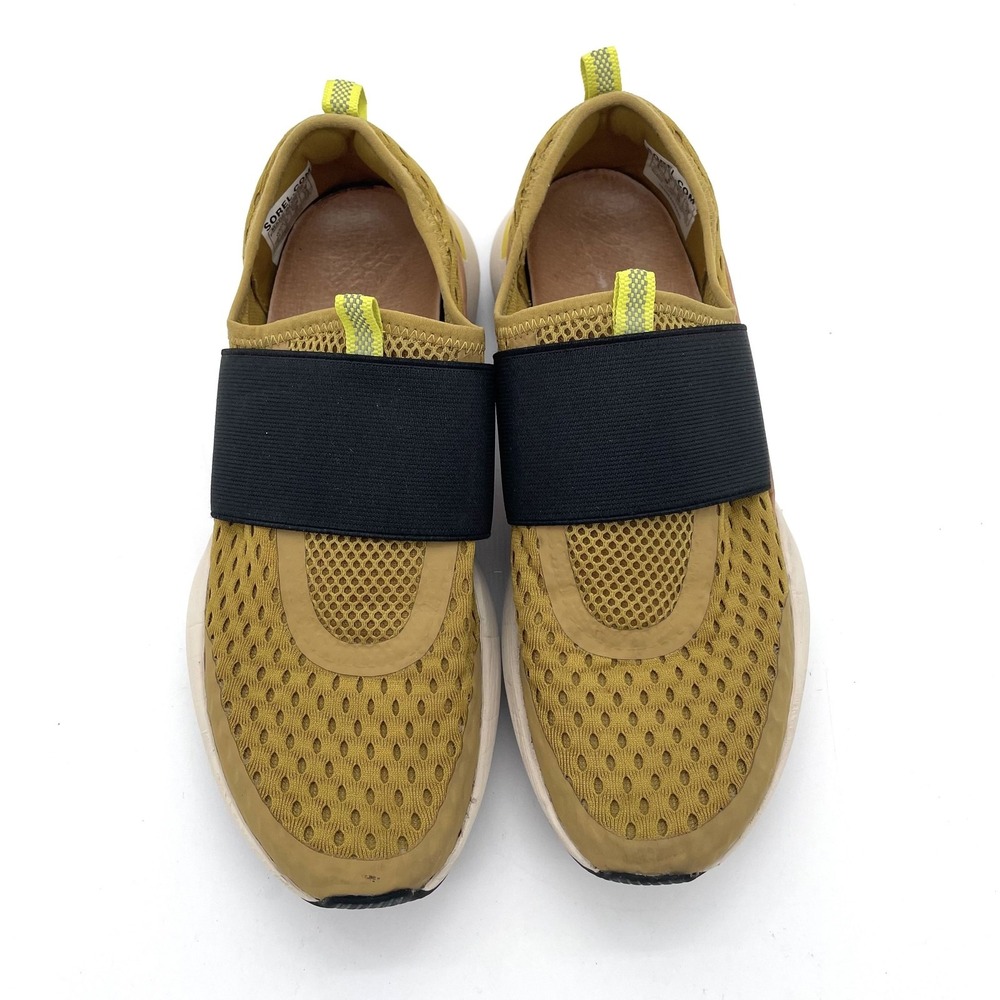Sorel Chartreuse Olive Green Leather Mesh Athletic Running Shoes Sz 8